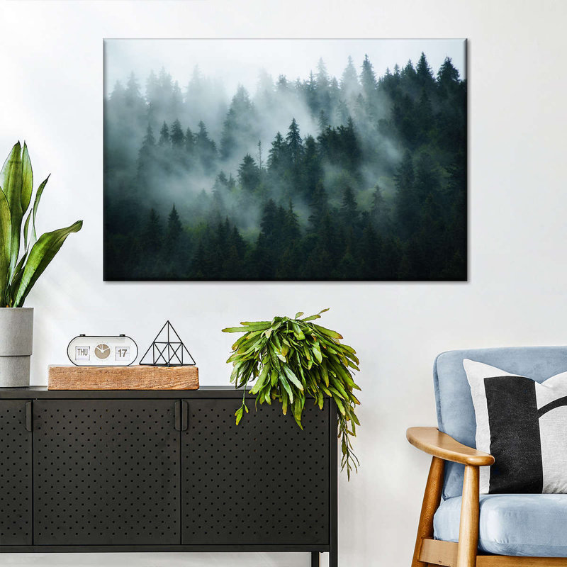 «Misty Fir Forest», reproduction sur toile, H 32 po x l 48 po x P 1,25 po