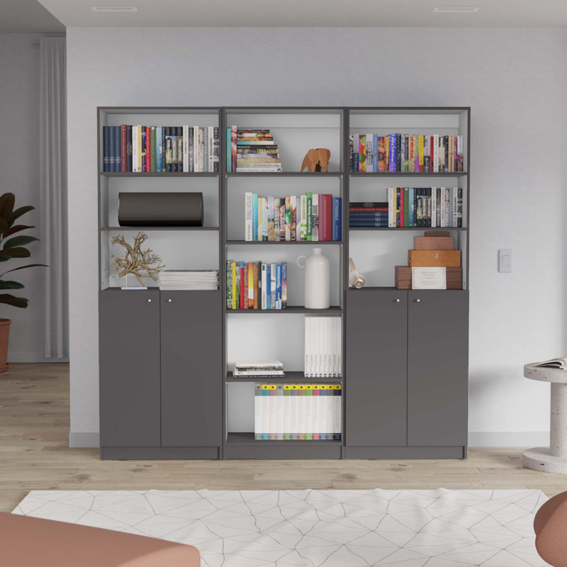Bibliothèque standard H 71,1 "x l 74" Britnai, Gris