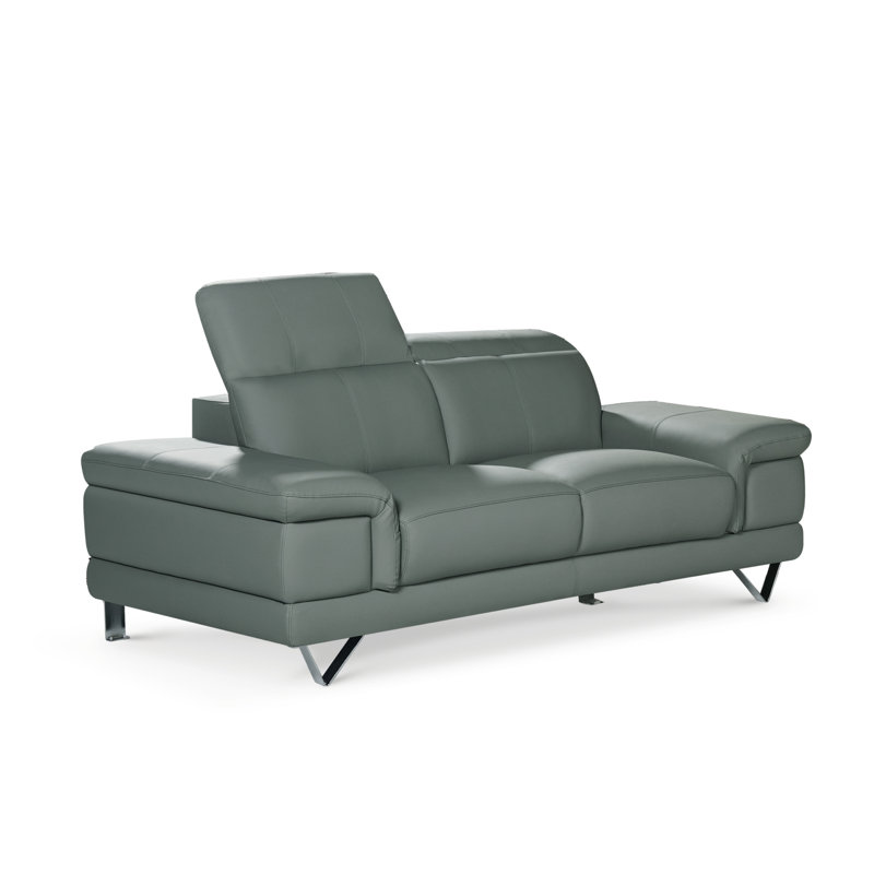 Genuine Leather Sofa, Grey, 2