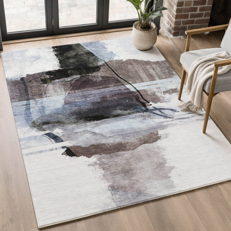 Premium Machine Washable Mayfield Abstract Rug, 3' x 5', Brown