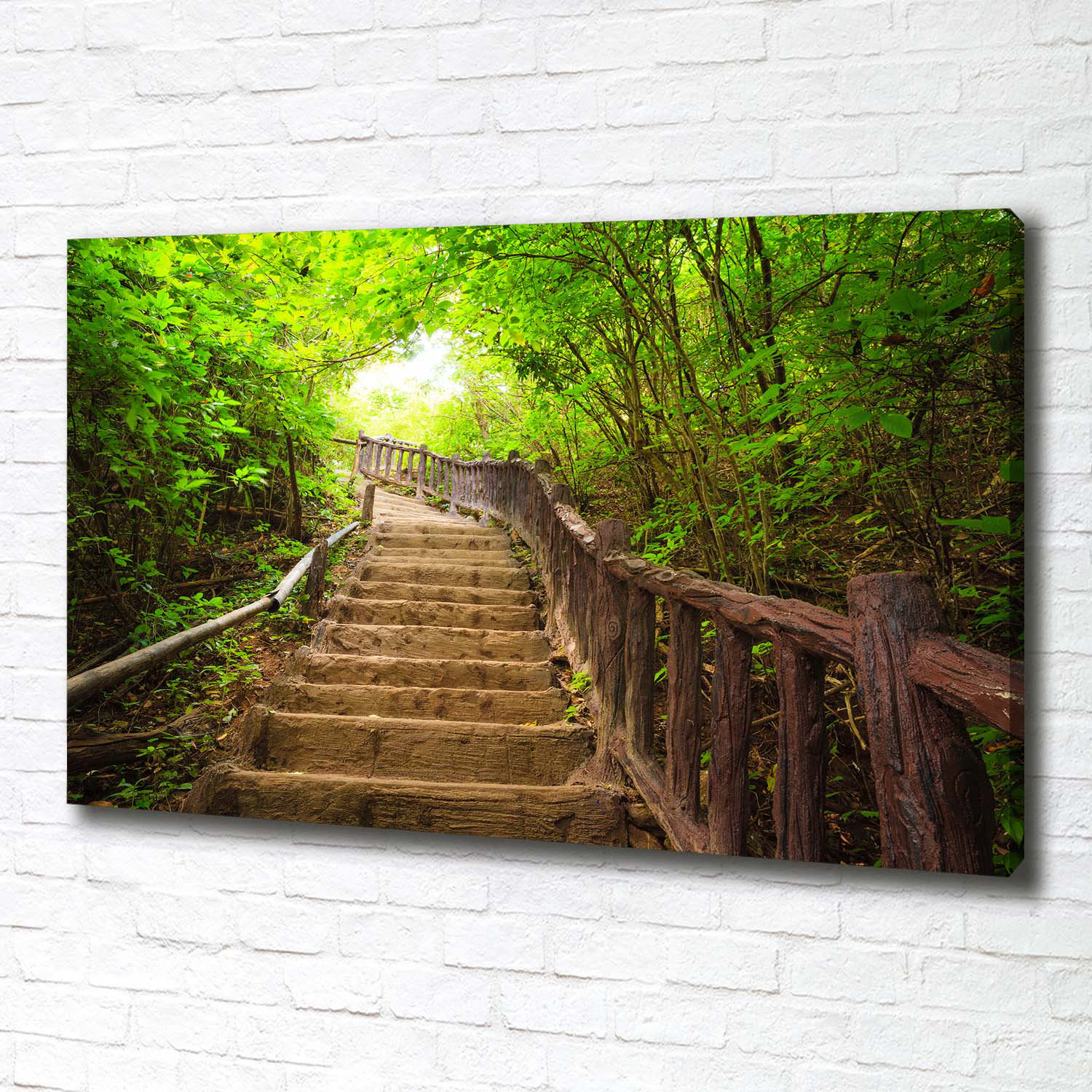 Union Rustic Stairs in the Forest - Wrapped Canvas Art Prints | Wayfair ...