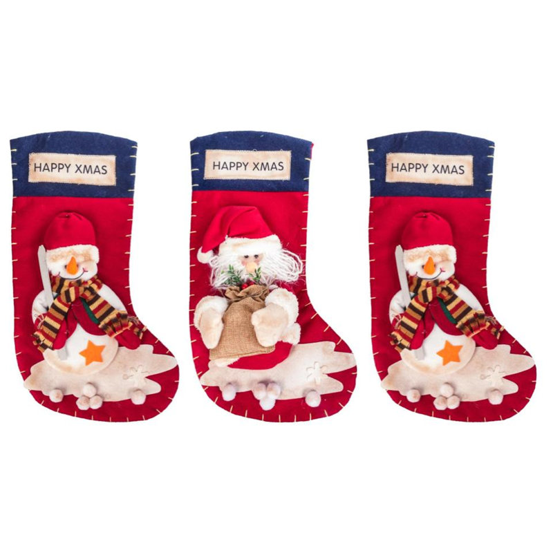 3 pièces de bas de Noël classiques
