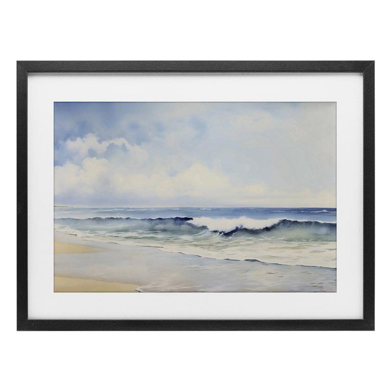 «Watercolor Beach Serenity», reproduction encadrée sous verre, design by Creative Studio, H 14 po x l 20 po