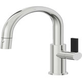 Corsano Contemporary Pull Down Kitchen Faucet with Button Sprayer Low Arc Spout and BFB Series Handle