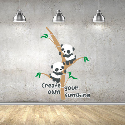 Adorable petit ours panda en bambou, art mural 20 po x 26 po, chambre d'enfant multicolore, décoration murale, citations inspirantes, décoration murale - Créez votre propre soleil