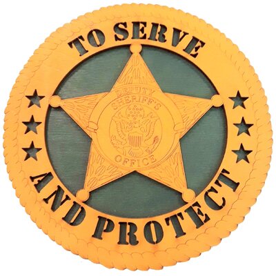 To Serve and Protect Sheriff Star Desk Plaque -  Wood Art USA, m dp sheriff star