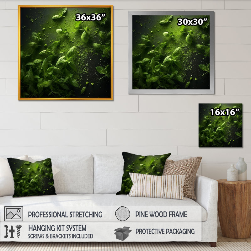 «Natures Herbal Hush» sur toile, Cadre doré simple, H 30 po x l 30 po x P 1 po