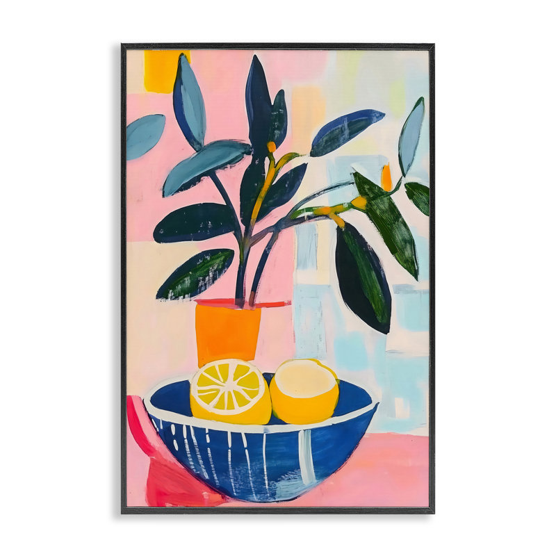 Cadre de table Lemon Bowl, estampe numérique, design by Creative Studio, H 18 po x l 12 po, Giclée encadrée noir minuit