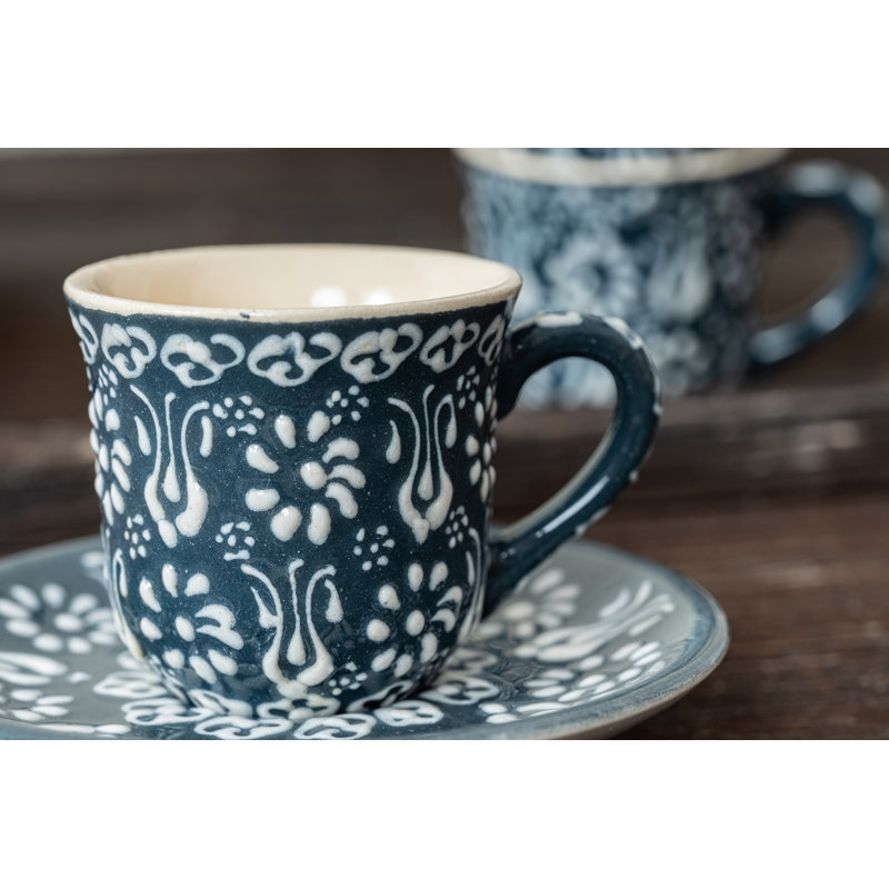 Hand Painted Ceramic Ceramic Espresso Cup, Gray