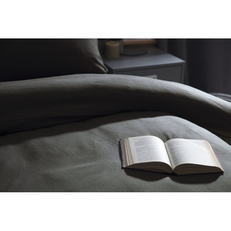 Brushed Cotton Range Cotton Solid Colour Duvet Cover, Charcoal, King Duvet Cover
