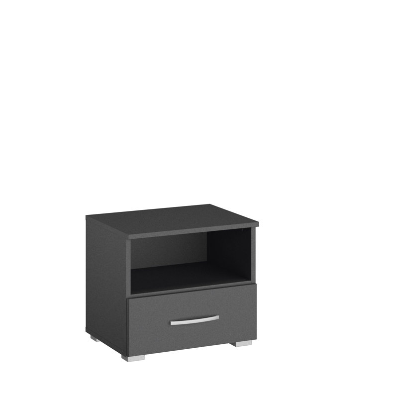 Aditio 1 Drawer Bedside Table, Metallic grey