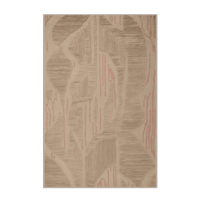 Machine Washable Abstract Brown Area Rug, Rectangle 5' x 7'