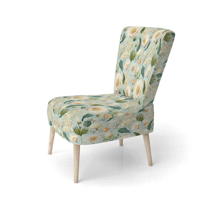 Chaise d'appoint Seashell Serenity, Motif tropical de croquis de coquillage