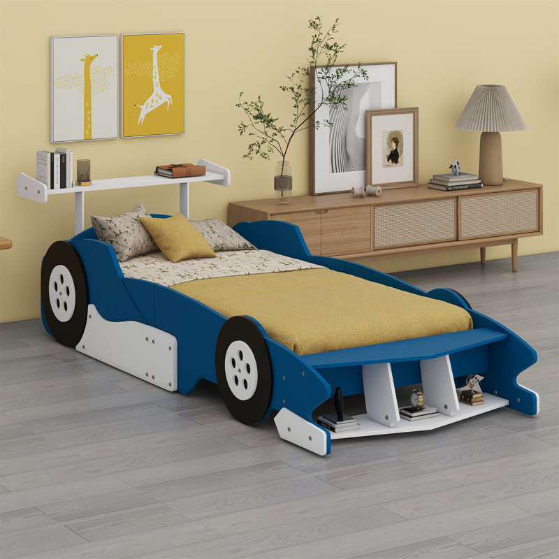 Lit plateforme avec roulettes Race, Bleu