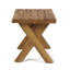 Rustic Sandblast Finished Acacia Wood Side Table With Classic Cross Base For Outdoor Use And Durability