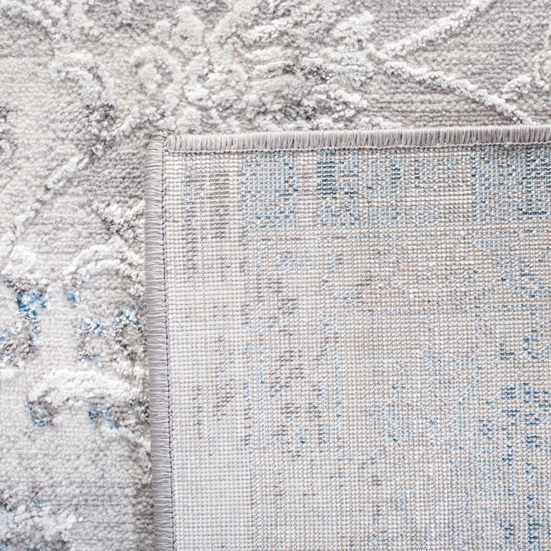 Oriental Grey / Blue Area Rug, Rectangle 8' x 10'
