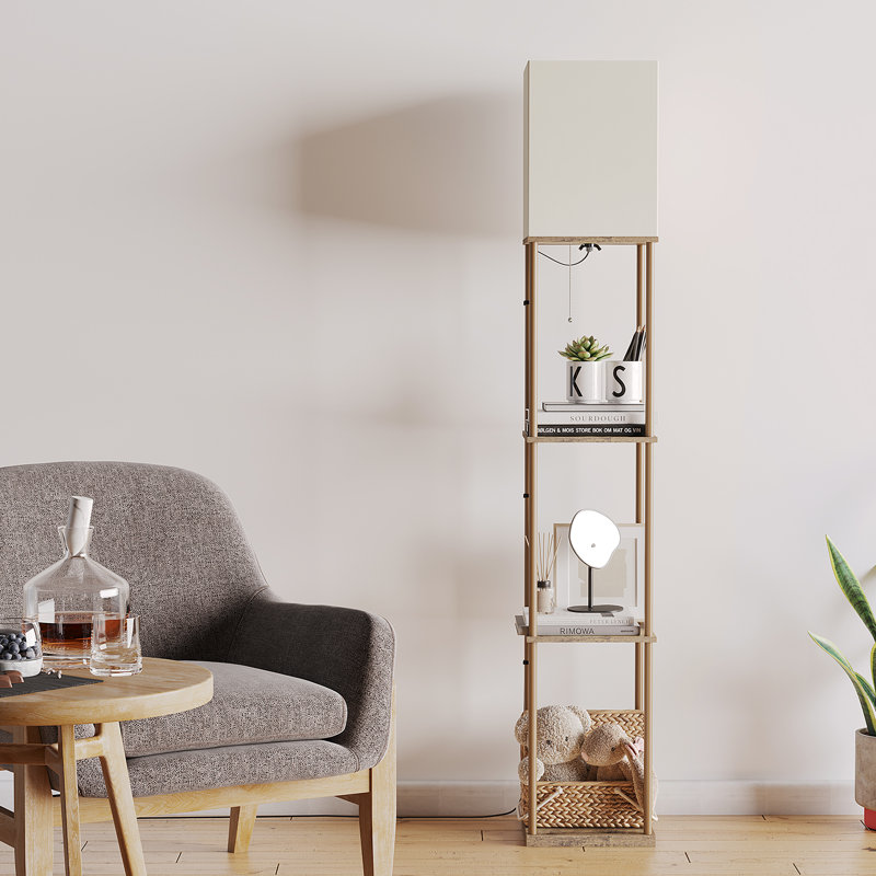 Lampe sur pied colonne 63 "Oriyan, Marron clair