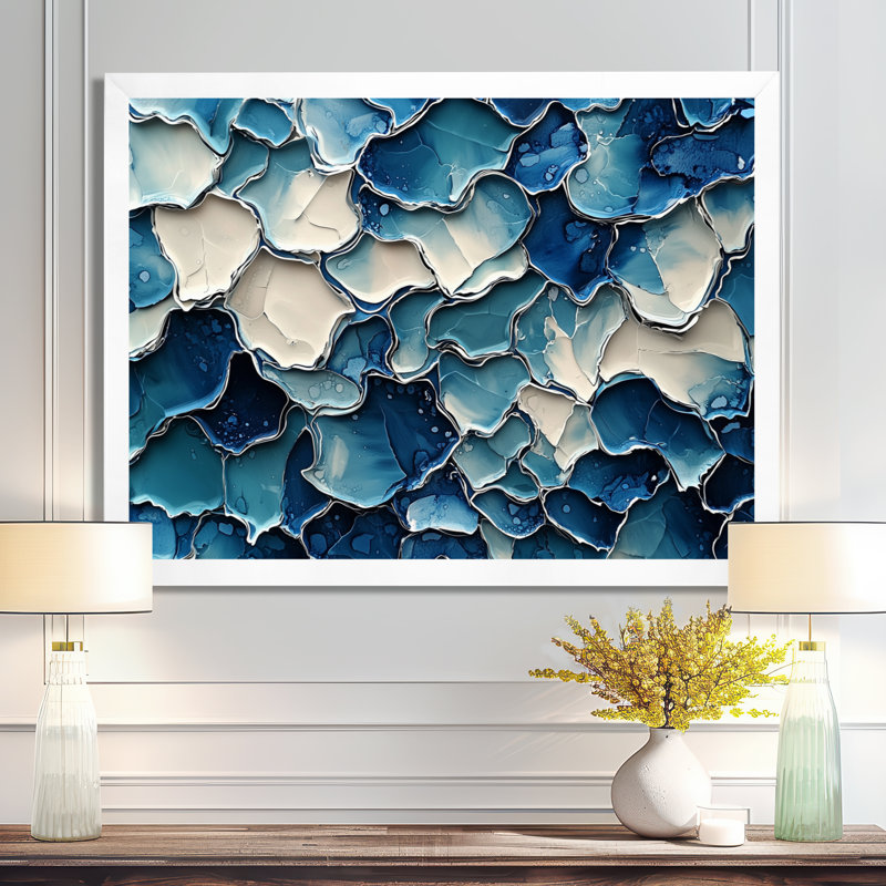 Mauriello - Abstract Large Wall Art, H 30 po x l 40 po, Cadre simple, Blanc