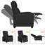 Fauteuil inclinable moderne en tissu avec support à ressorts ensachés - Canapé inclinable à dossier réglable pour le salon, la chambre à coucher ou le cinéma maison - Structure robuste et revêtement confortable