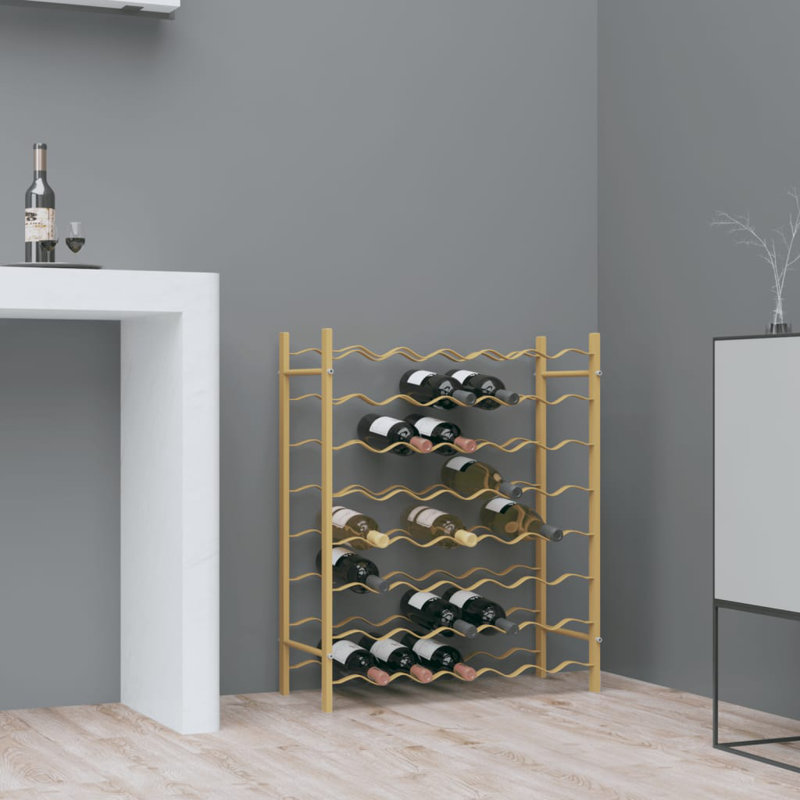 Clora 36 Bottle Floor Wine Bottle Rack, Gold, 80cm H x 64cm W x 22cm D