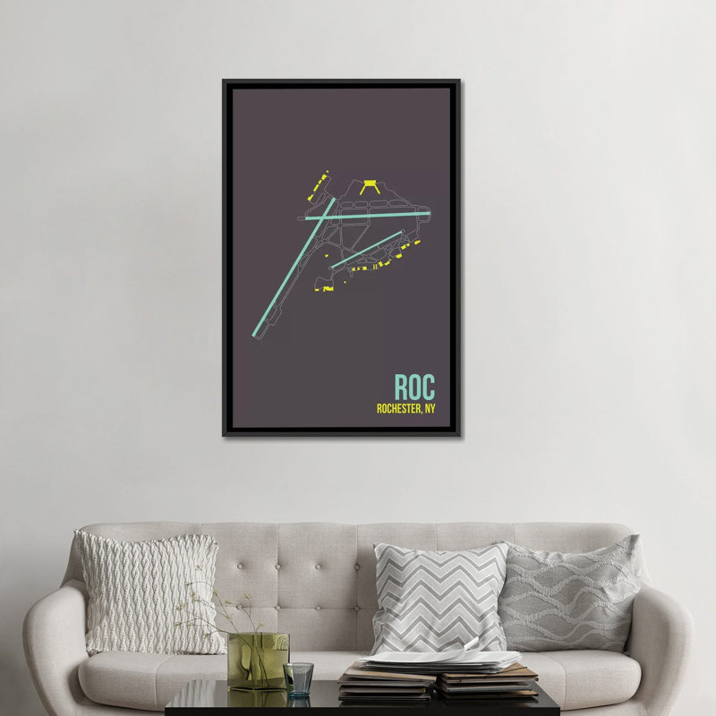 «Metro Rochester», impression sur toile, H 26 po x l 18 po x P 1,5 po, Toile avec cadre noir, Pas de tapis