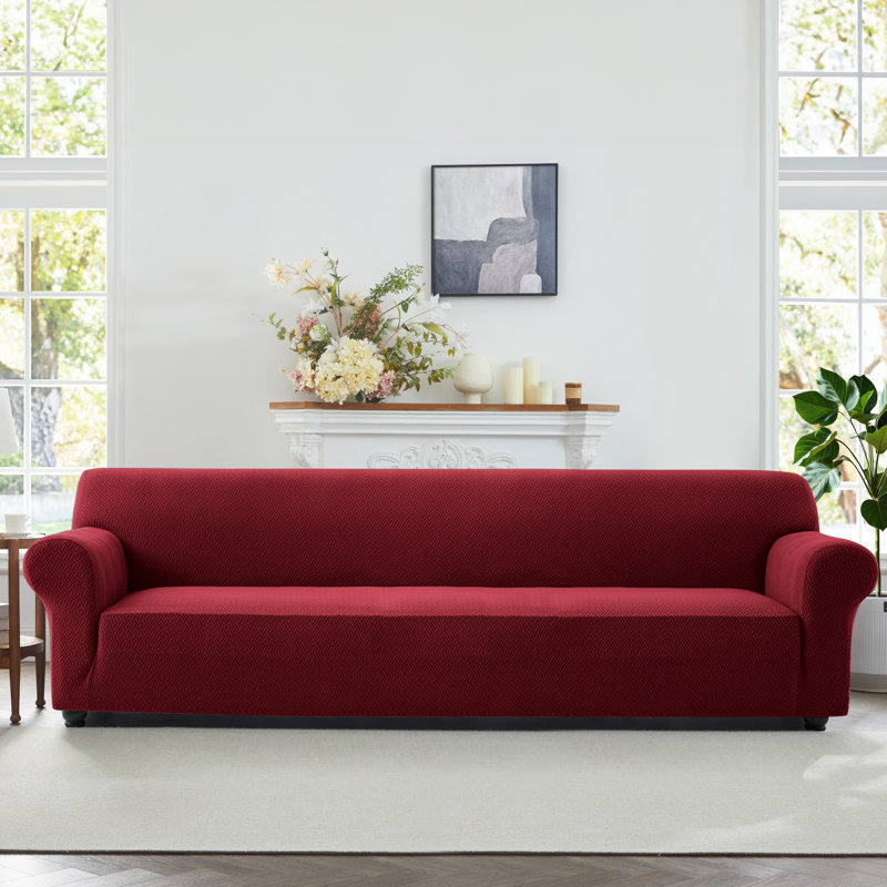Luxury Stretchable Spandex Sofa Cover/Protector, 179 cm H x 320 cm W x 14 cm D, Burgundy