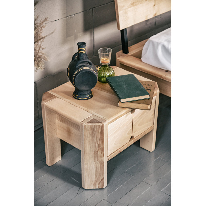 Cadwaladr 50 cm W Solid Wood Bedside Table