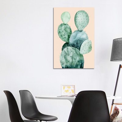 Cactus On Coral II by Grace Popp - Wrapped Canvas Painting