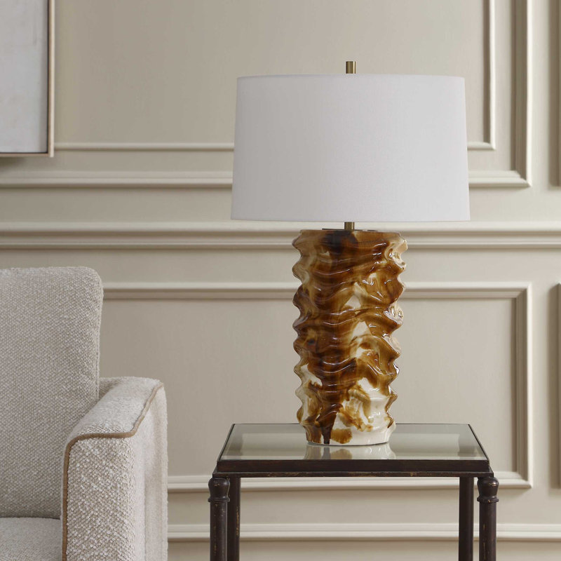 Uttermost Bassa Brown Cream Glazed Table Lamp