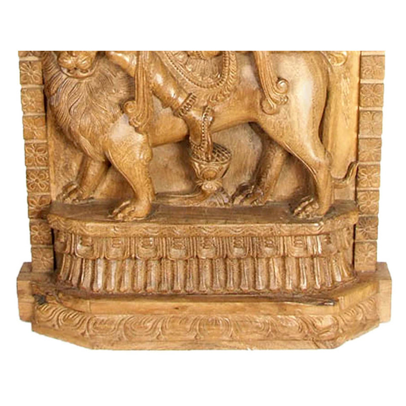 Sculpture de dieu du sud de la sculpture sur bois du temple de l'Inde du Sud avec Vidyharharas, sculpture murale de style indou de 38 po pour salon et espace de méditation
