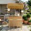 Ensemble de patio à hauteur de bar 3 pièces en bois d'acacia naturel antique avec auvent