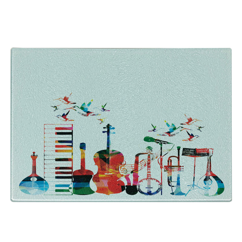 Multicolore planche à découper en verre trempé Ambesonne Music