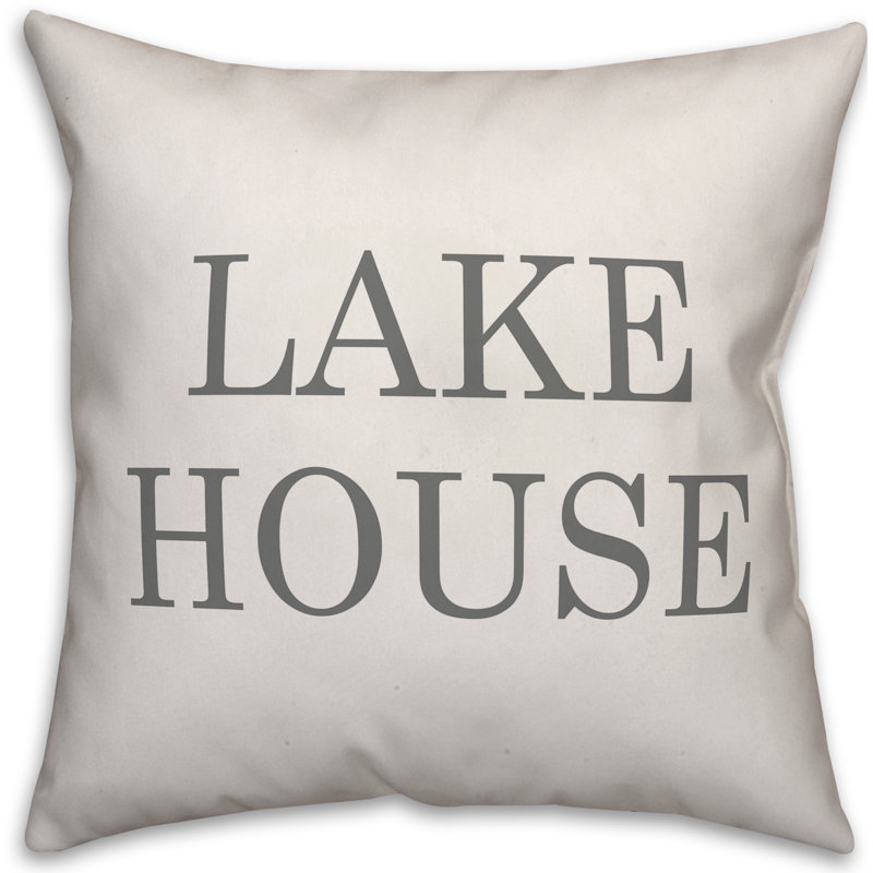  Coussin intérieur / extérieur Lake House, H 16 po x l 16 po, Blanc / Gris foncé