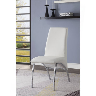 Pervis White Synthetic Leather & Chrome Finish Side Chair (Set Of 2)