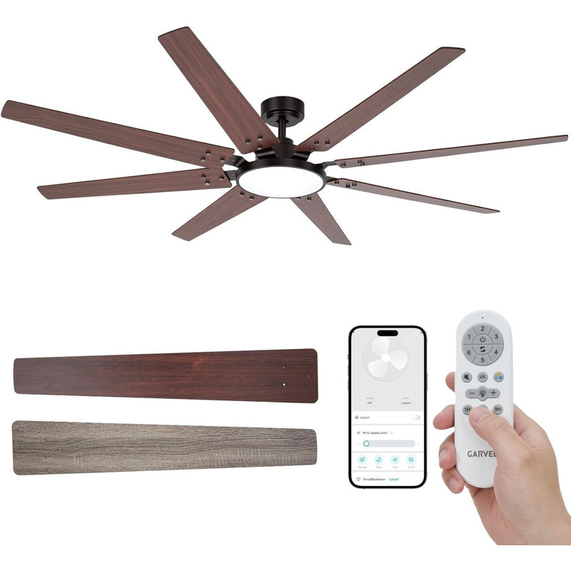 Ventilateur de plafond 72 "avec lumières - 8 pales, contrôle App / Alexa, température de couleur réglable, pour intérieur / extérieur