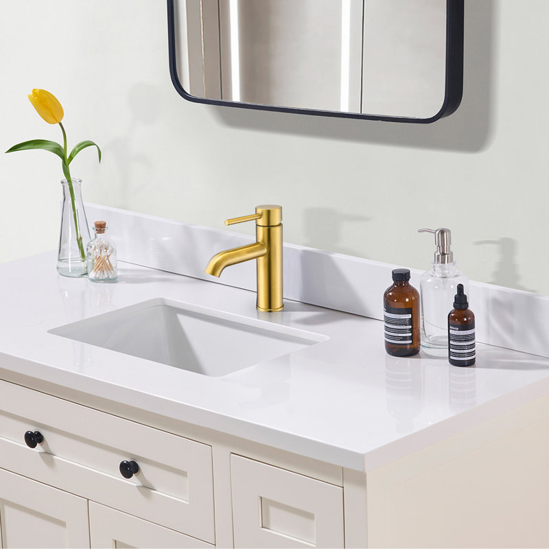 Tubize Single Hole Bathroom Faucet, Brushed Gold