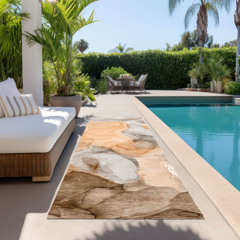Tapis intérieur / extérieur Alfonzo avec envers antidérapant, Tapis de couloir 2 pi 3 po x 7 pi 6 po
