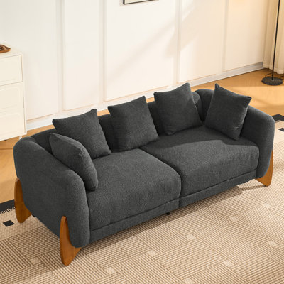 Fauteuil d'appoint 40 po, fauteuil de lecture moderne rembourré avec coussin décoratif assorti, fauteuil confortable pour le salon, noir
