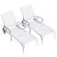 Méridienne de patio réglable en aluminium, chaise d'extérieur inclinable blanche à 3 positions avec roulettes