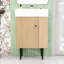 Meuble-lavabo simple autoportant moderne avec plateau en céramique et rangement latéral ouvert-89458851
