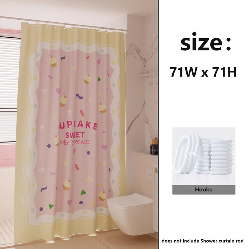 Rideau de douche en polyester, Jaune / Rose
