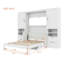 Lit escamotable double pleine grandeur avec placard, tiroirs et tablettes, blanc
