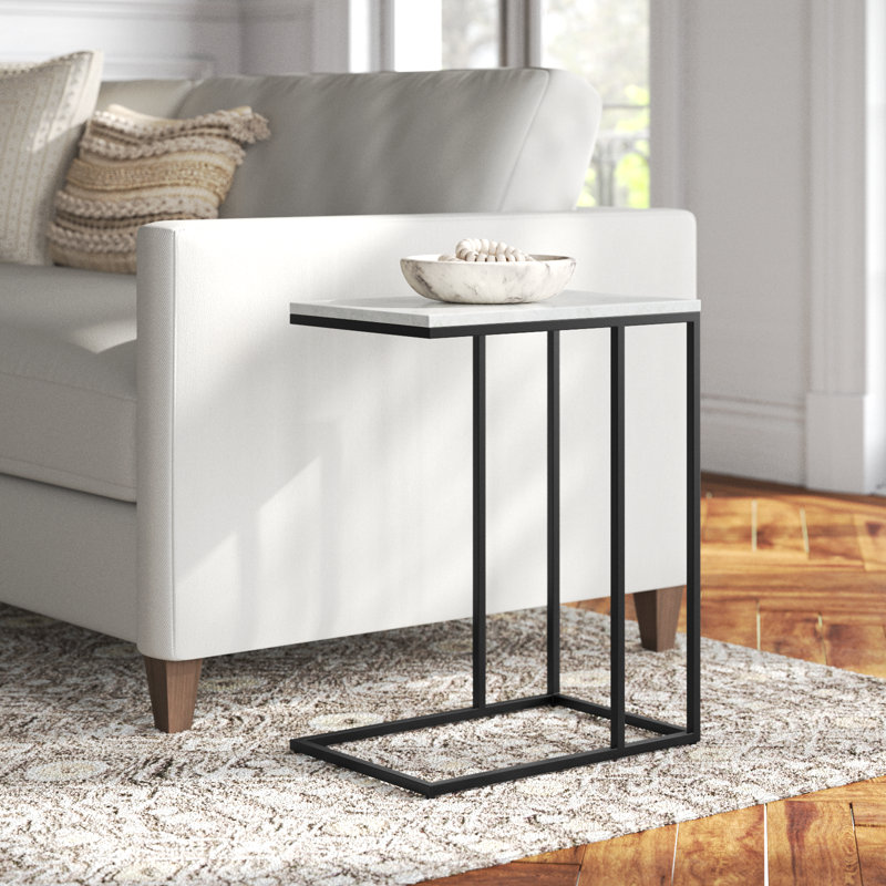Clinton Marble Top End Table, Black