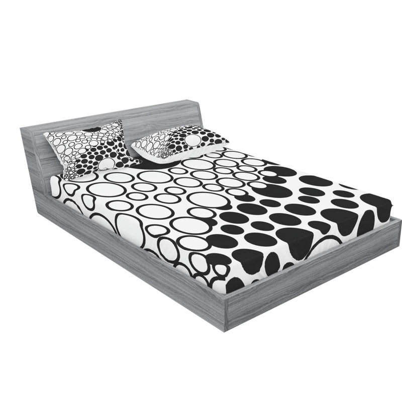Microfiber Polka Dots Sheet Set, Queen Sheet Set + Fitted Sheet + 2 Pillowcases