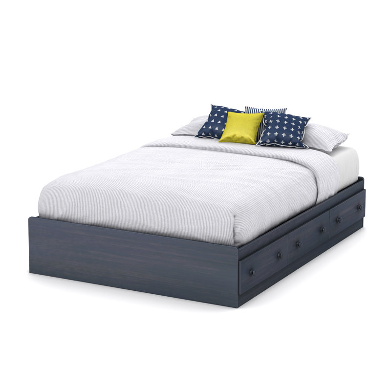 Lit matelot avec tiroirs Emyree, Simple, Bleuet
