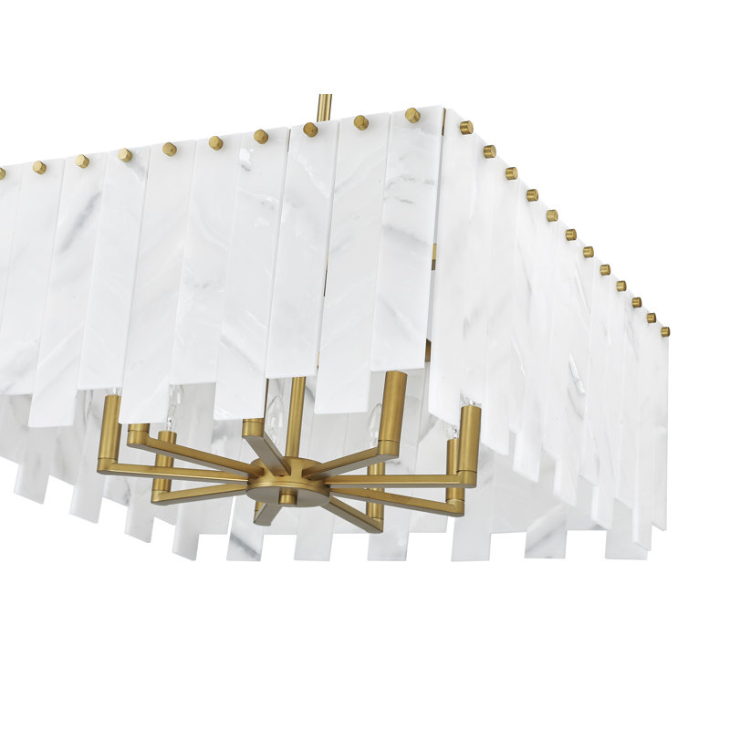 Luminaire suspendu rectangulaire 8 lumières, Laiton frotté