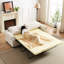 Lit escamotable convertible de 83,8 po - Décoration de salon. Revêtement, structure, matelas confortable, 3 places, canapé-lit beige Fx 21 Elegance., Fabrication pliante,