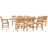 Angelicamae Outdoor 9 - Piece Teak Dining Set with Cushions