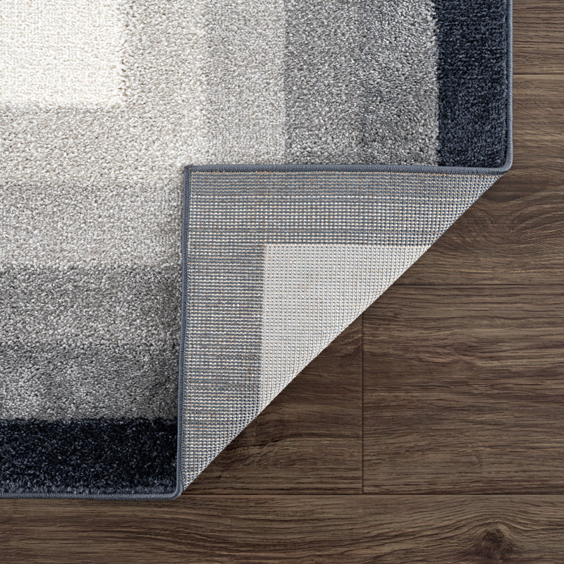 NUE180A Ivory Area Rug With Tonal Grey Border, Rectangle 7'9" x 10'2"