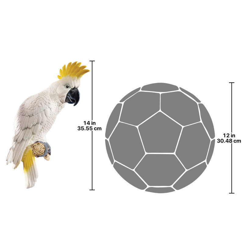 Sulphur-Crested Cockatoo White and Yellow Polyresin Wall Sculpture
